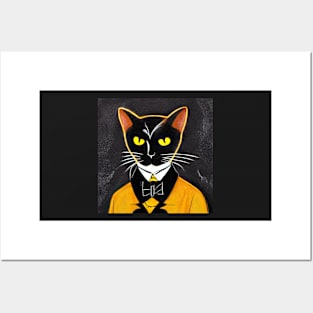 Well Dressed Black Cat Edgar Allen Poe Posters and Art